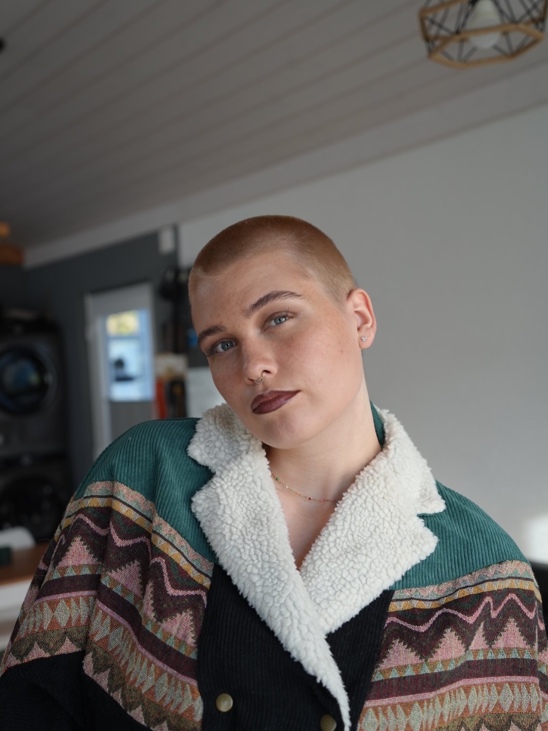 Stylish Golden Blond Buzz Cut with Natural Charm