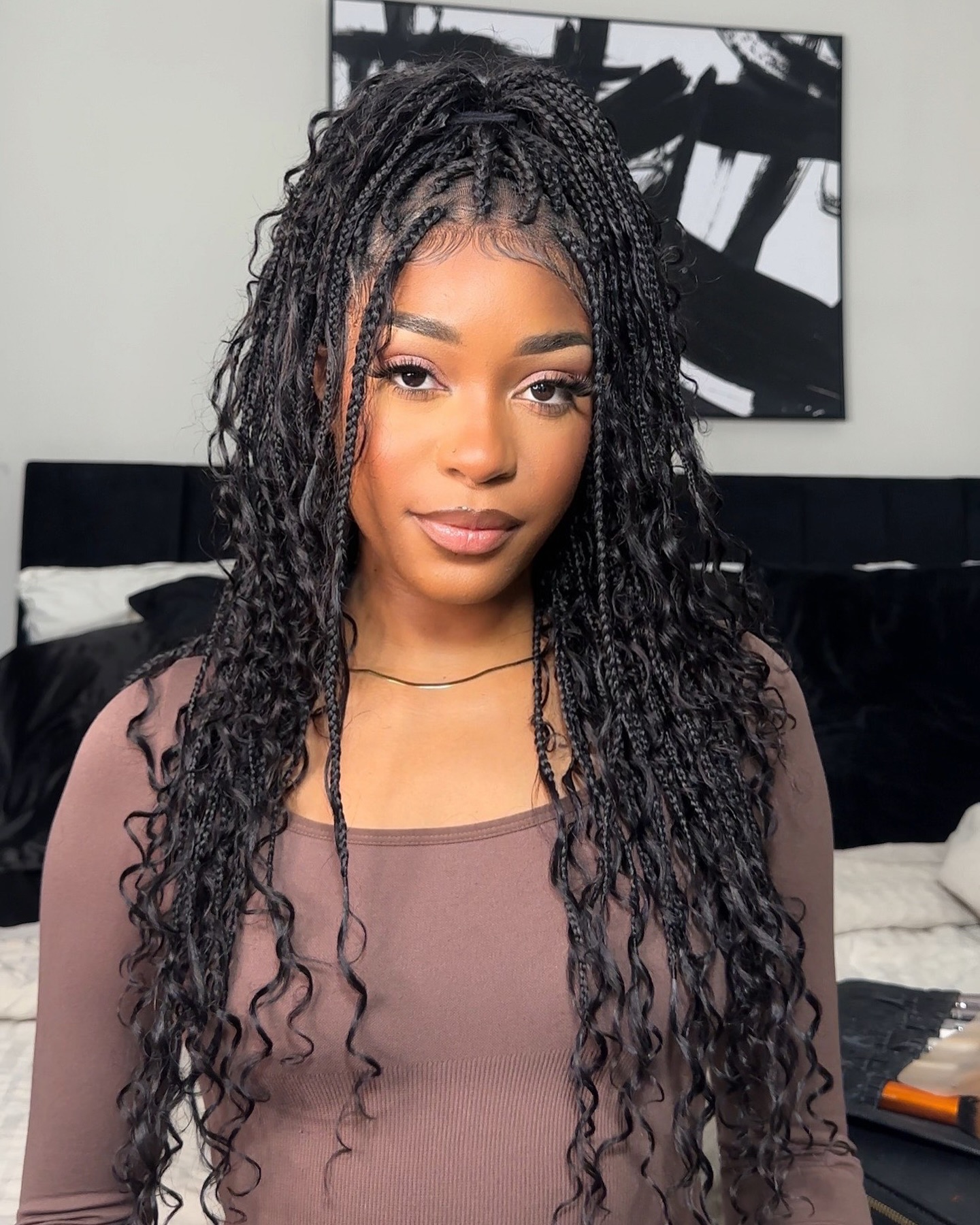 Beautifully Textured Half-Up Braided Style with Loose Curls