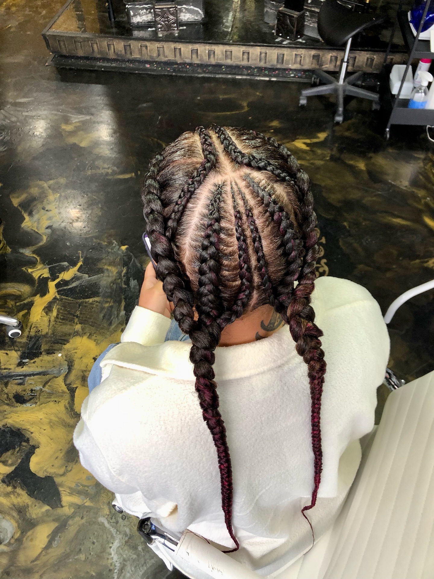 Bold Braided Cornrows with Ombre Tips
