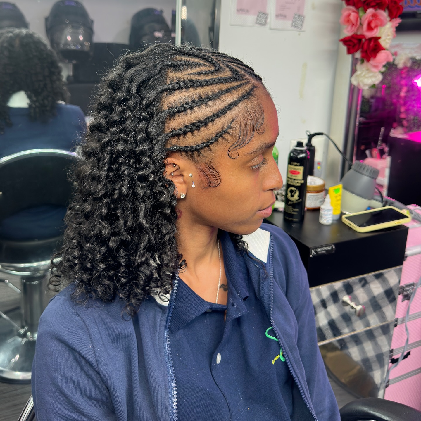 Stylish Curly Braids with Defined Edges