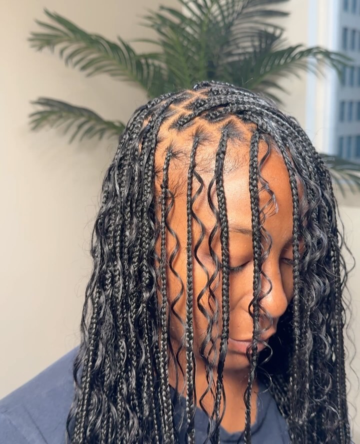 Stylish Twisted Braids with Face-Framing Curls