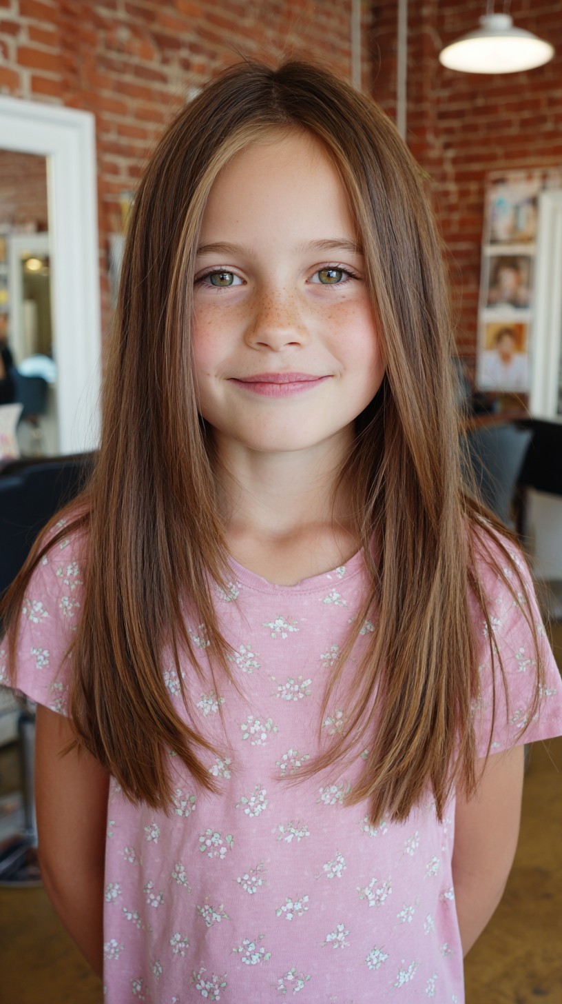 Classic Mid-Length Straight Cut with Natural highlights