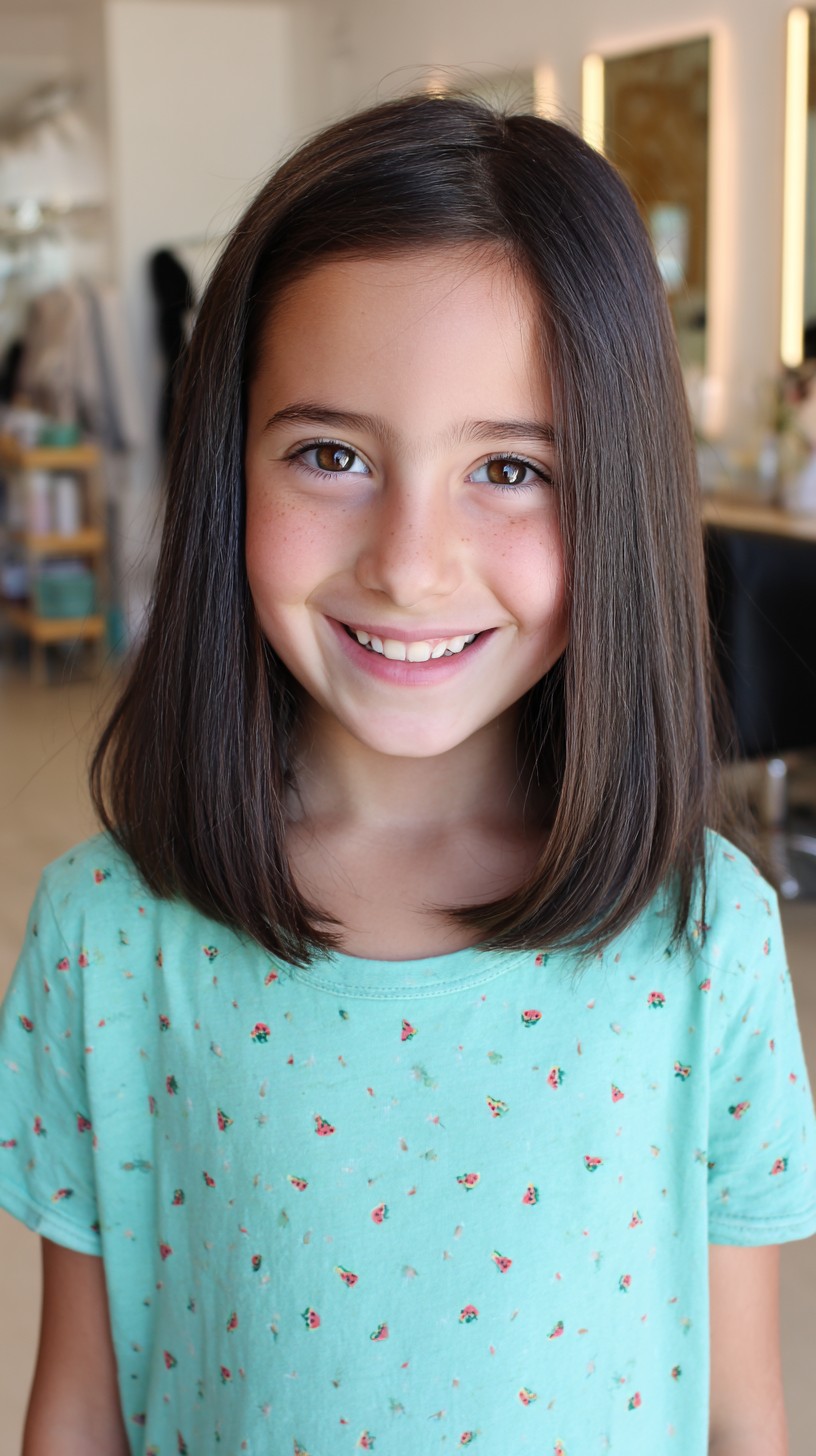 Effortless Straight Mid-Length Cut for Girls