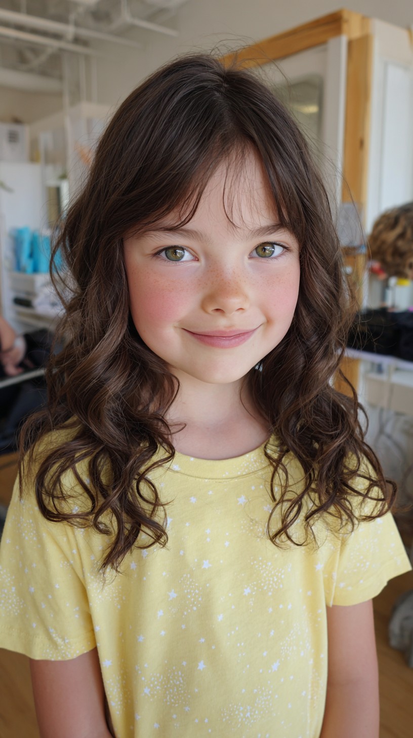 Flowing Chestnut Waves with Face-Framing Highlights