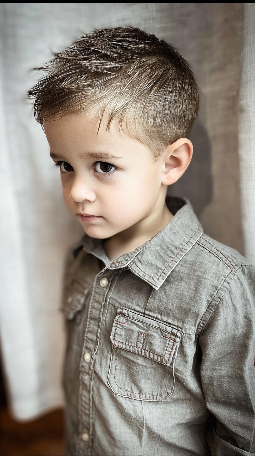 Sleek Side-Parted Textured Top for Toddlers