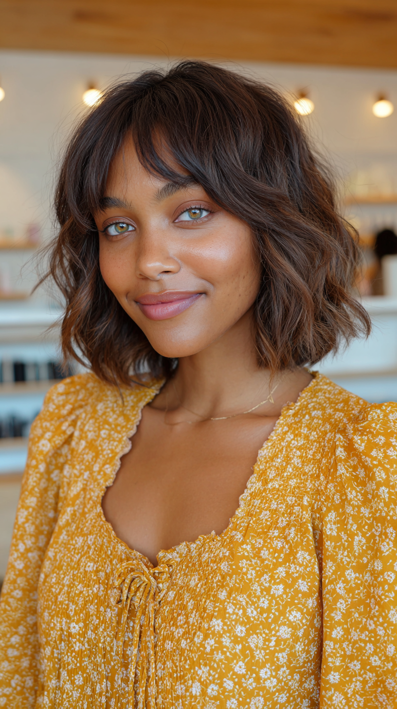 Effortless Textured Bob with Soft Bangs