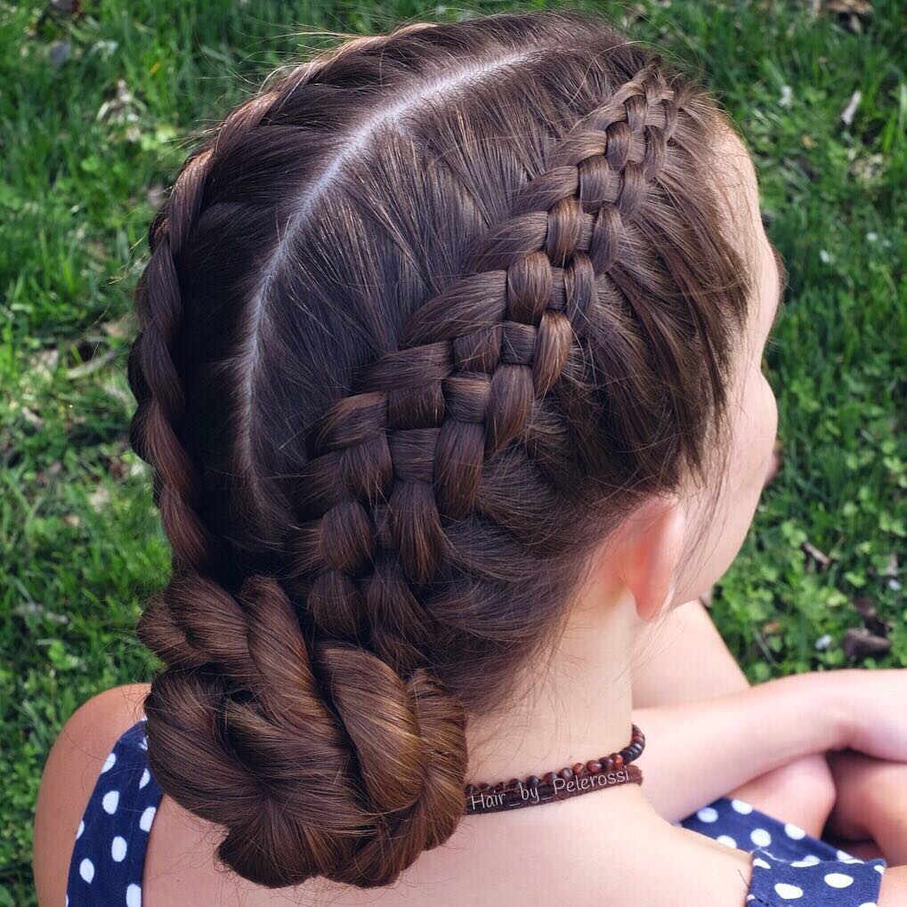 Double Braided Low Bun with Textured Accents