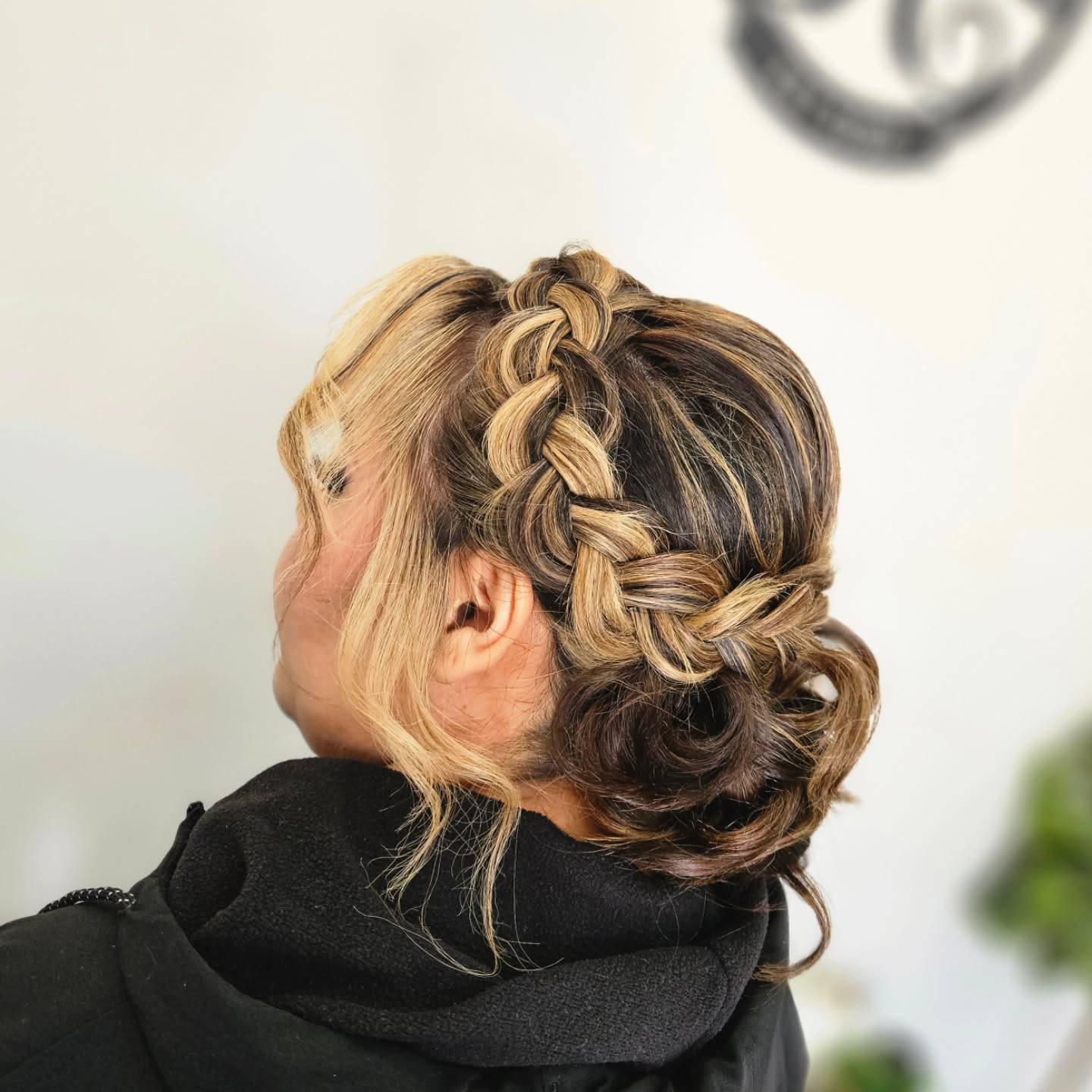 Elegant Blonde and Dark Brown Braided Updo