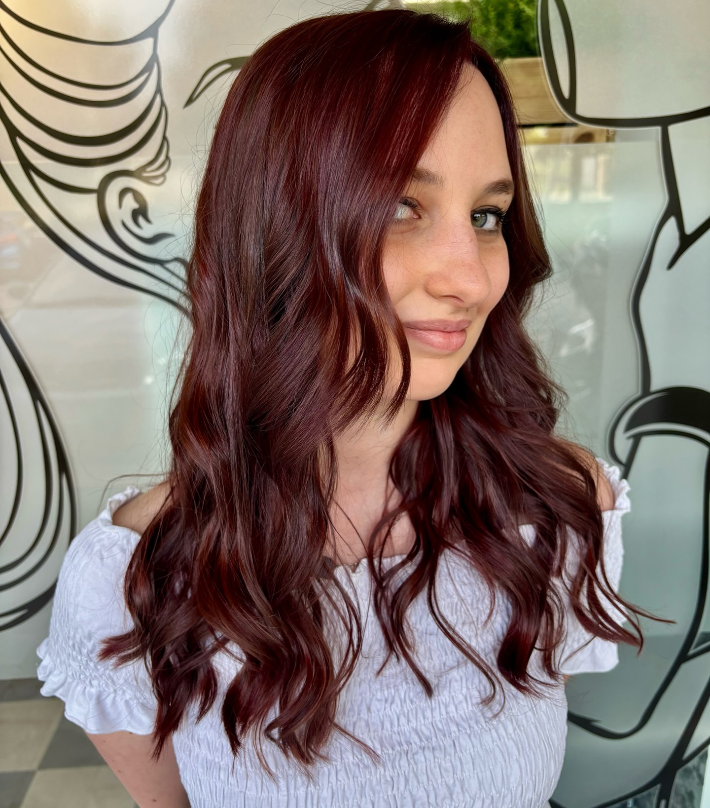 Vibrant Deep Burgundy Waves with Soft Texture