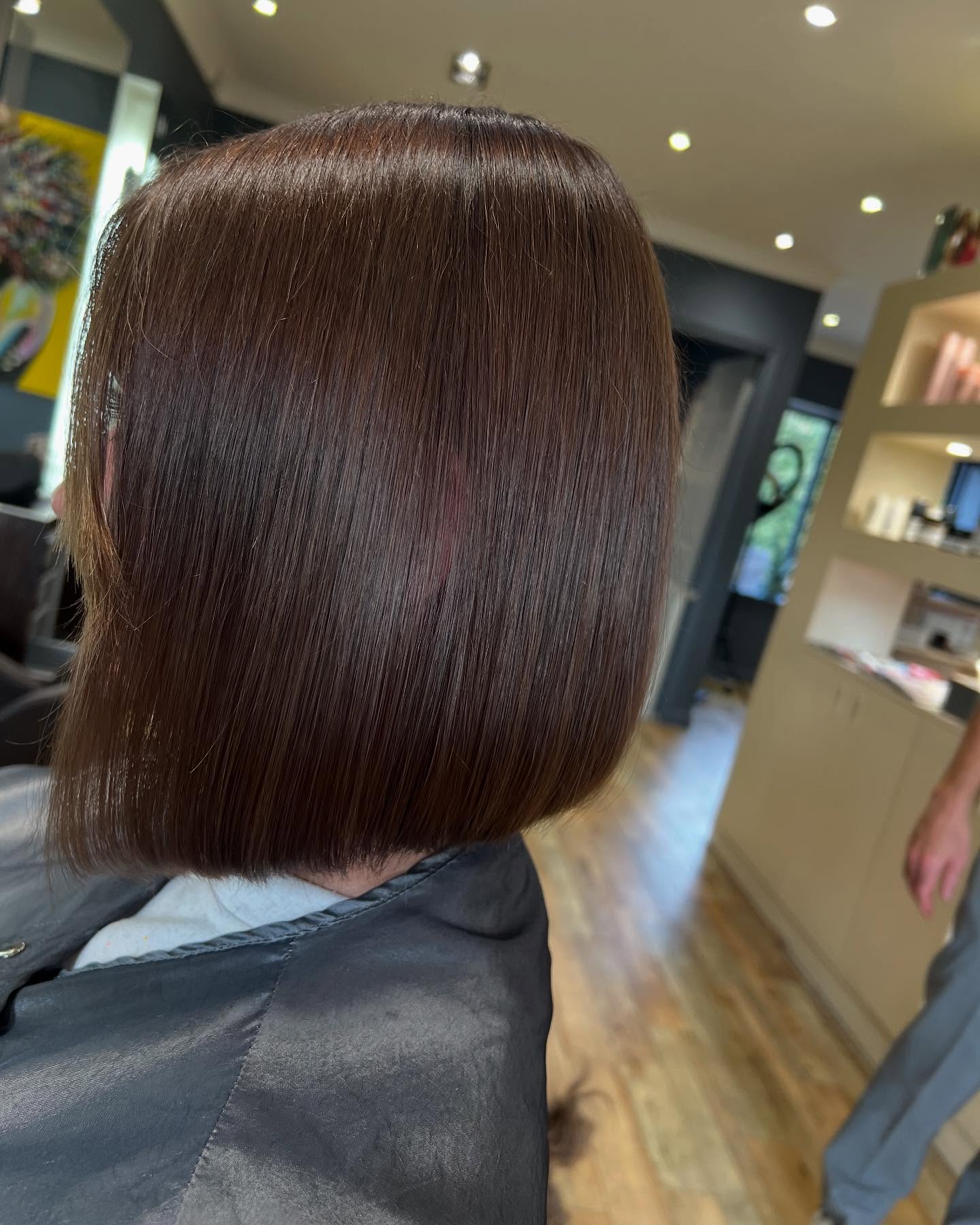 Sleek Brown Blunt Bob with Subtle Textured Ends