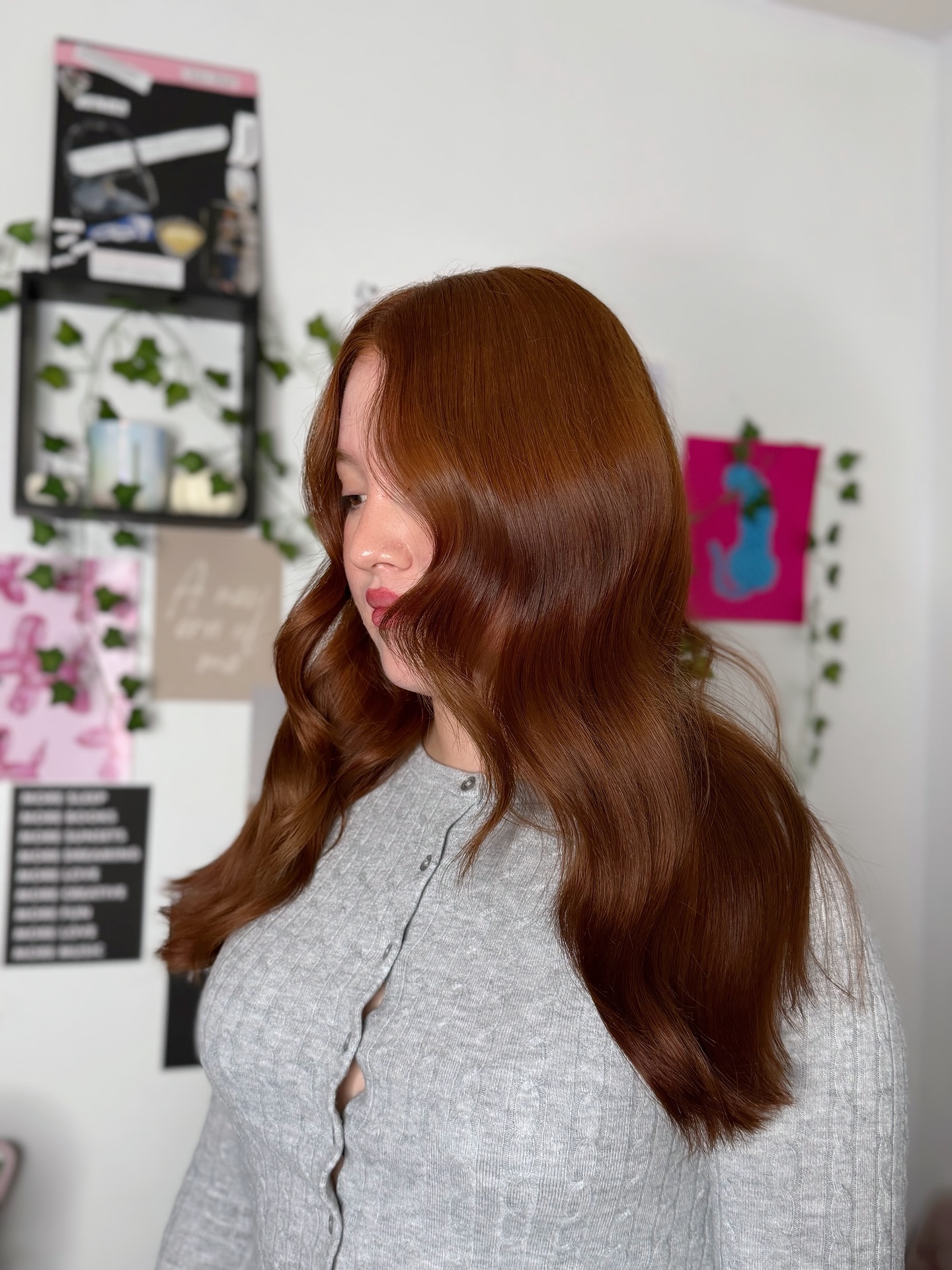Gorgeous Long Wavy Cut with Rich Auburn Tones