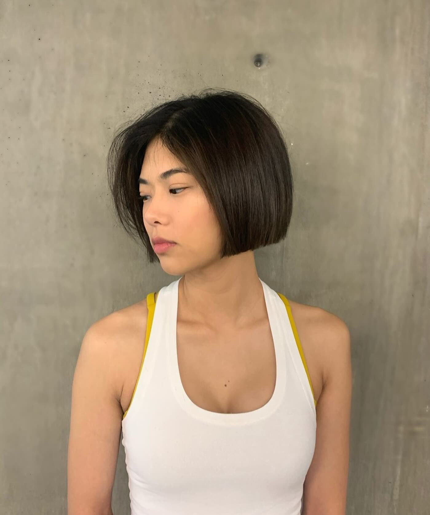 Sleek Chin-Length Blunt Bob with Soft Face Framing