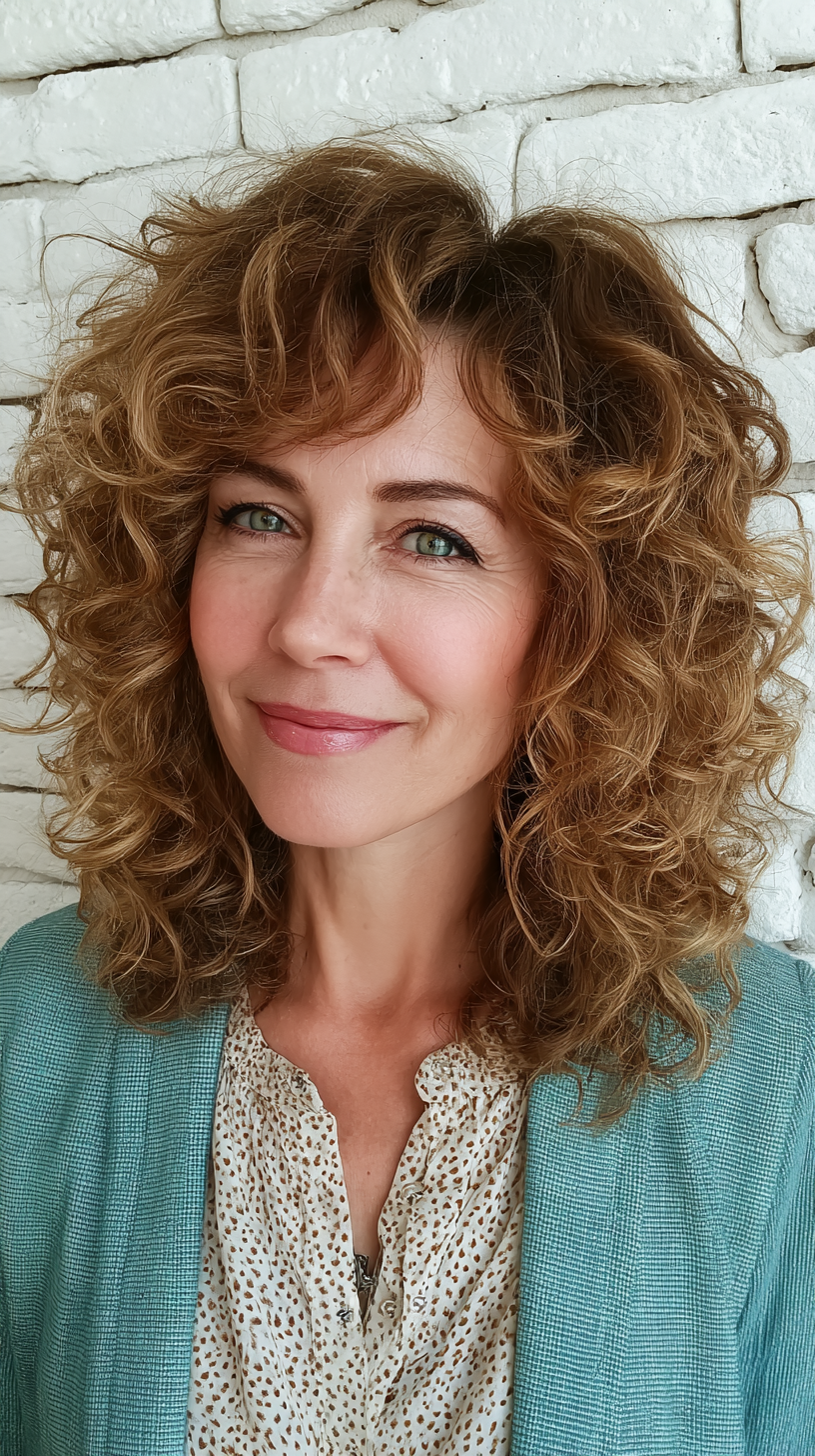 Textured Curly Medium-Length Cut with Defined Layers