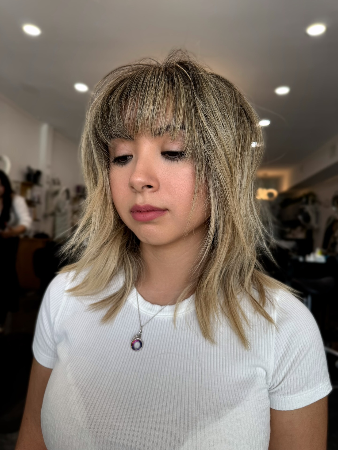 Textured Shaggy Cut with Bangs for Volume