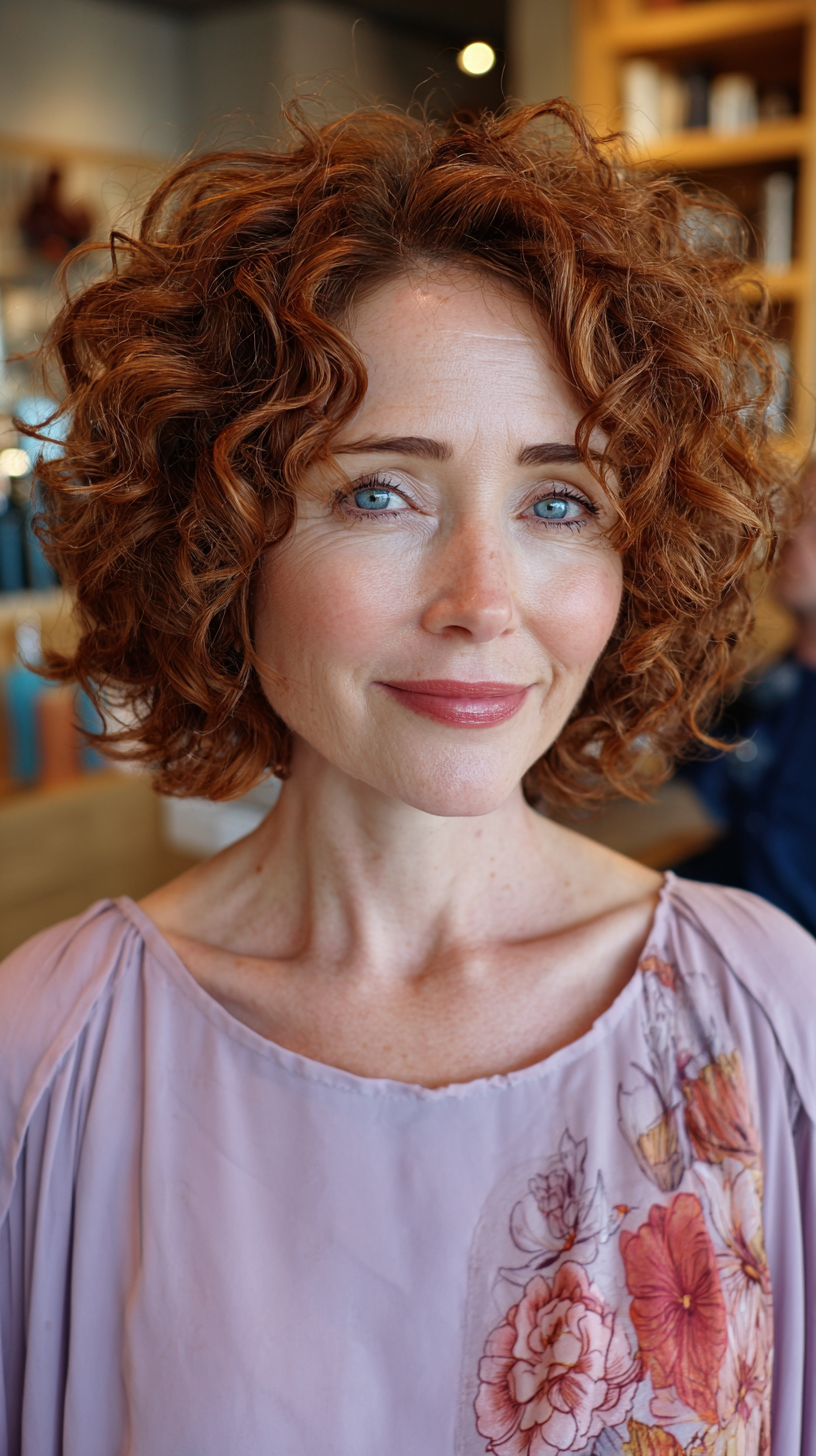 Vibrant Curly Bob with Defined Texture