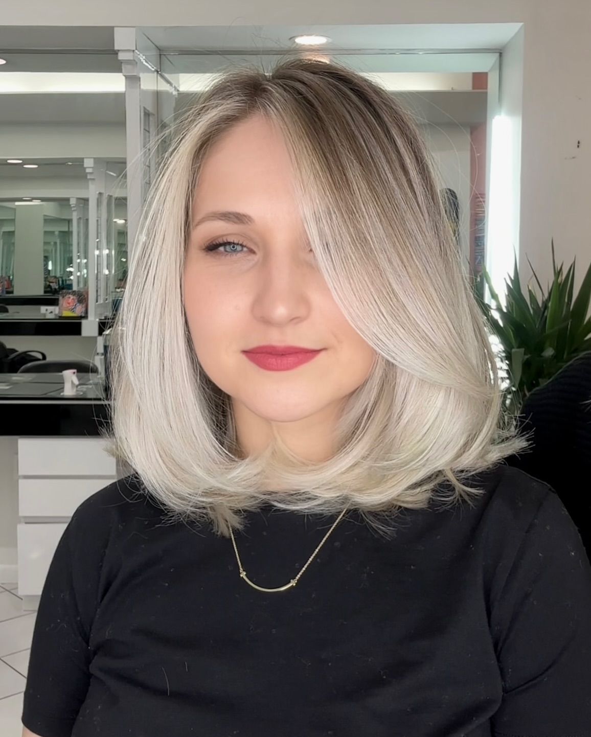 Soft Ash Blonde Blunt Cut with Subtle Dimension
