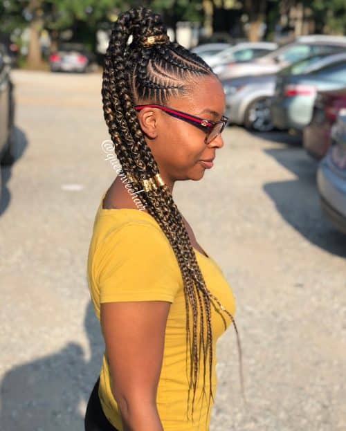 a casual yet creative braid running downwardly your dorsum volition teach you lot noticed without a dubiety 17 Hot Styles – Braided Ponytail for Black Hair inwards 2019
