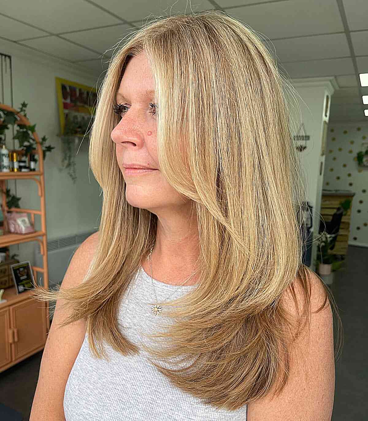 Medium-to-Long Golden Blonde Rachel Hair for Mature Women