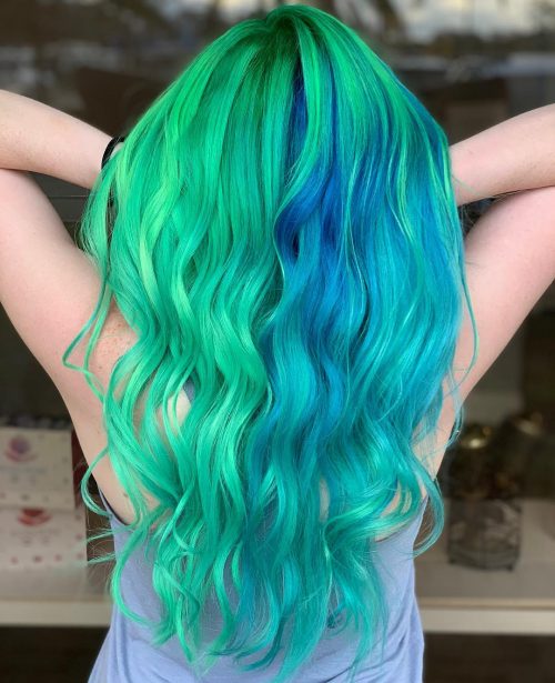 Mermaid pilus is a pilus color tendency that infuses 2 or to a greater extent than pastels or vivids onto long The thirteen Hottest Mermaid Hair Color Ideas