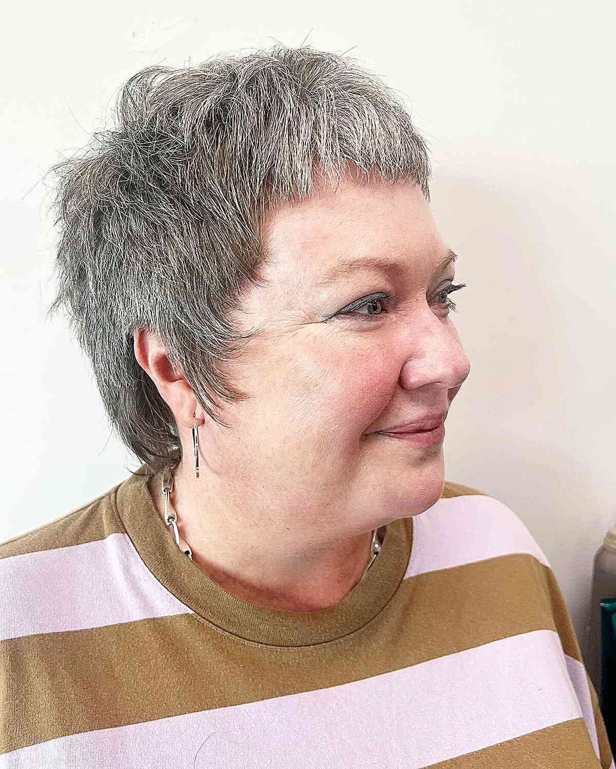 Grey Choppy Pixie Cut for Older Women in Their 50s