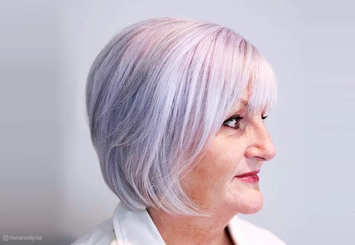 Image of Chin bob haircut for oval face female over 50