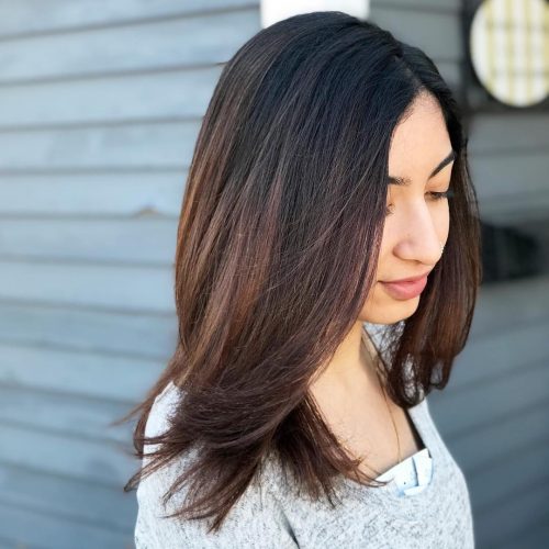 Picture of a head turning caramel brown hair