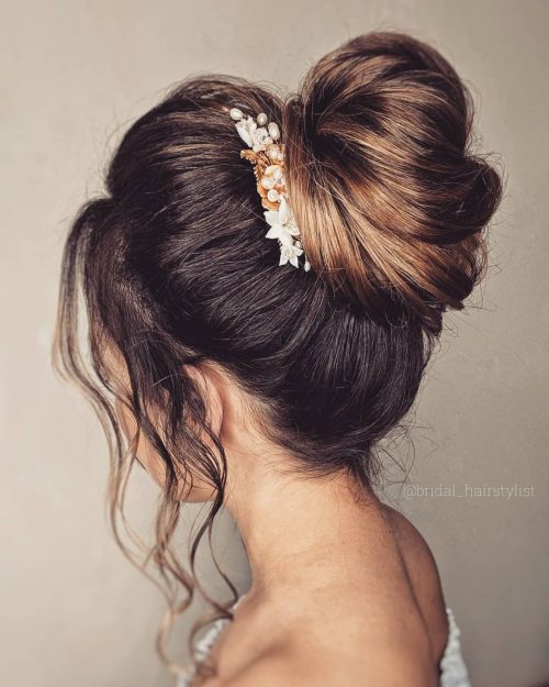 High Bun Black Hair Updos For Weddings