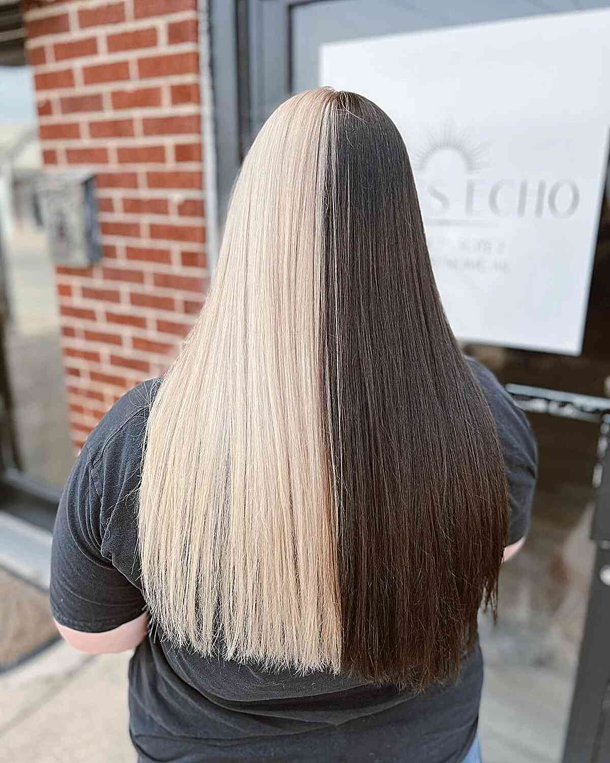 High-Contrast Blonde and Brown Long Hair