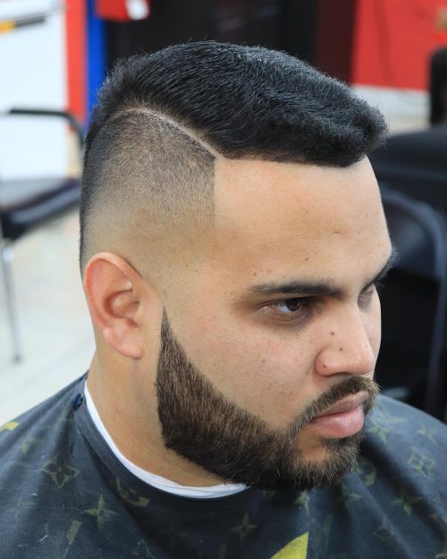 A imitation hawk fade is a type of fade that complements a imitation hawk hairstyle yesteryear adding contra xv Lit Faux Hawk Fade Haircuts for Guys