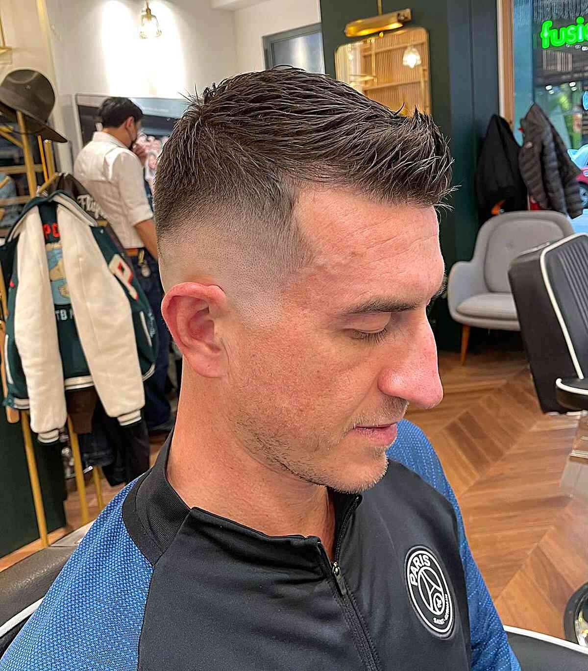 High Skin Fade on a Crew Cut for Oval Faces and Thin Hair