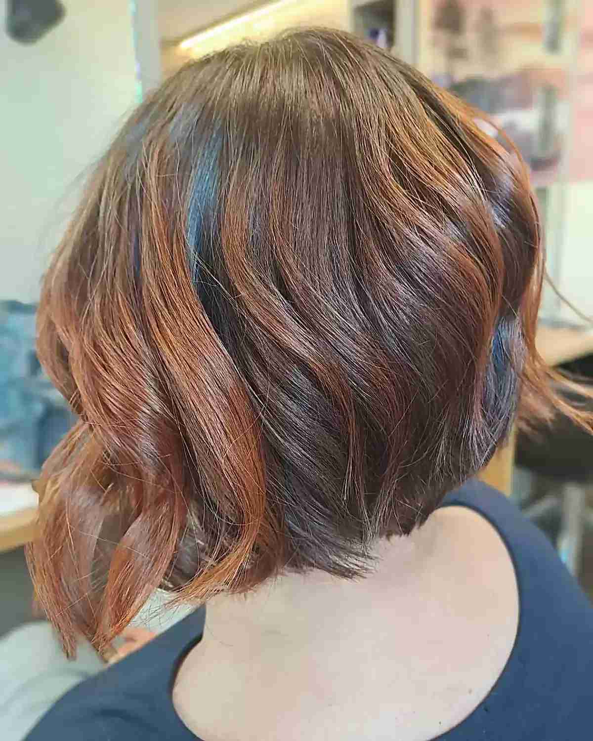 Hints of Auburn Copper Highlights Hue on Dark brunette hair