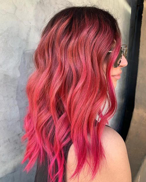 pilus is a pilus color that features a shade of pinkish transitioned into some other vivid or nat Check Out These 17 Incredible Pink Ombré Hair Colors
