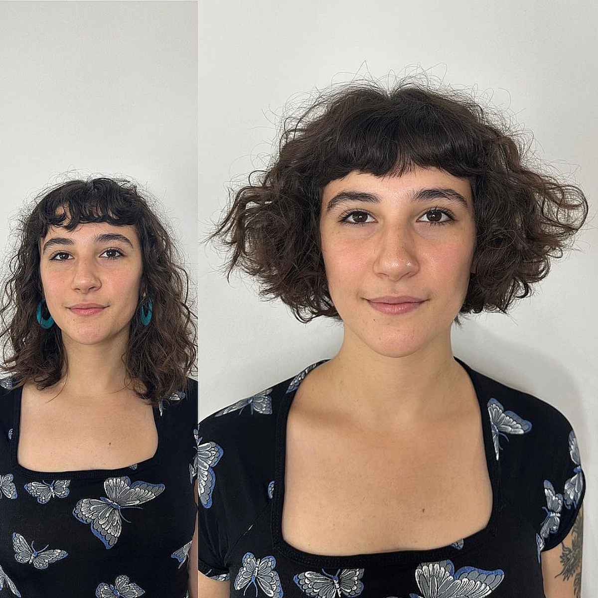 Jaw-Length Graduated Tousled Curls with Short Bangs 