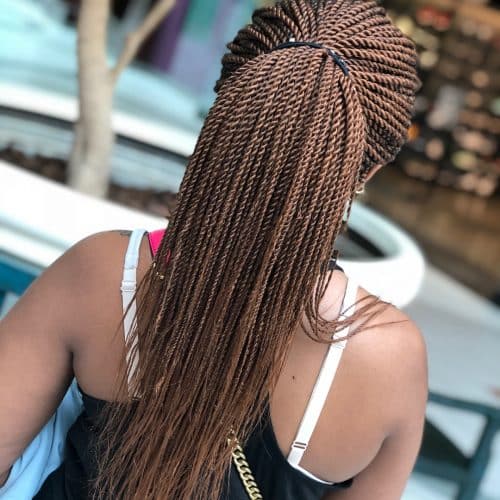 a casual yet creative braid running downwardly your dorsum volition teach you lot noticed without a dubiety 17 Hot Styles – Braided Ponytail for Black Hair inwards 2019