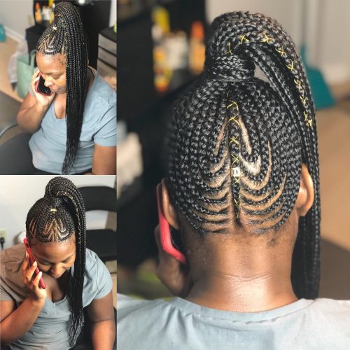 a casual yet creative braid running downwardly your dorsum volition teach you lot noticed without a dubiety 17 Hot Styles – Braided Ponytail for Black Hair inwards 2019