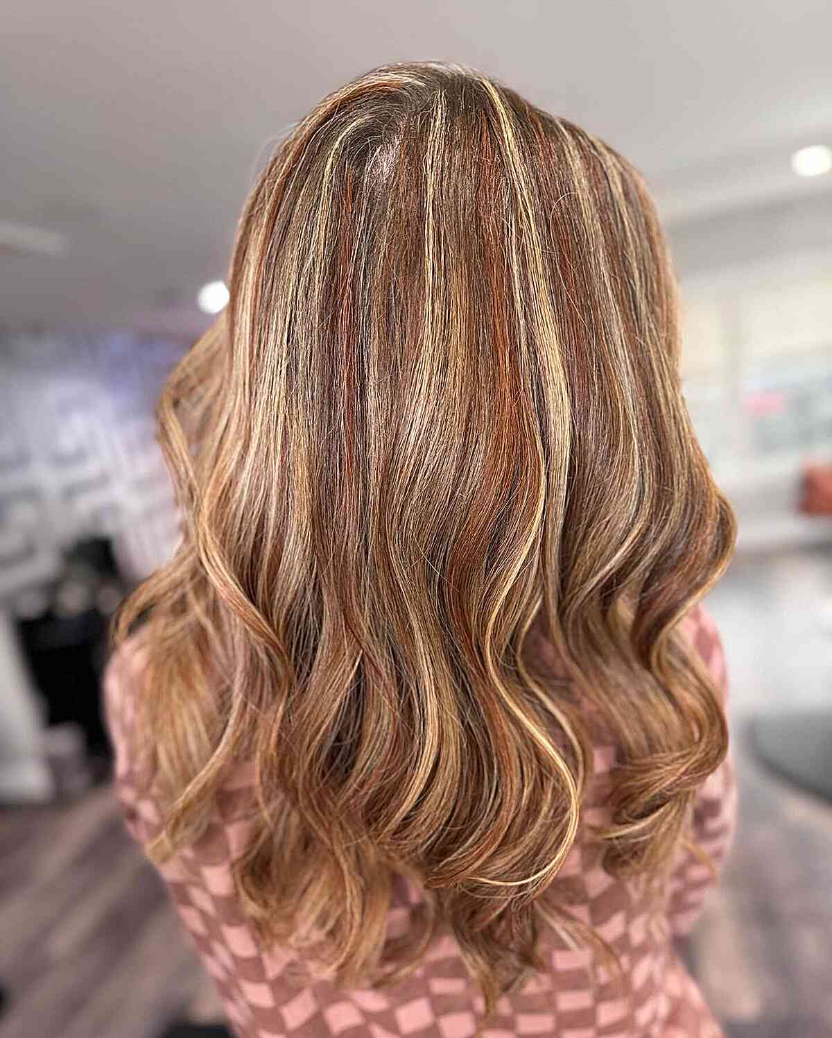 Light Copper Highlights with Lowlights for Medium Brown hair