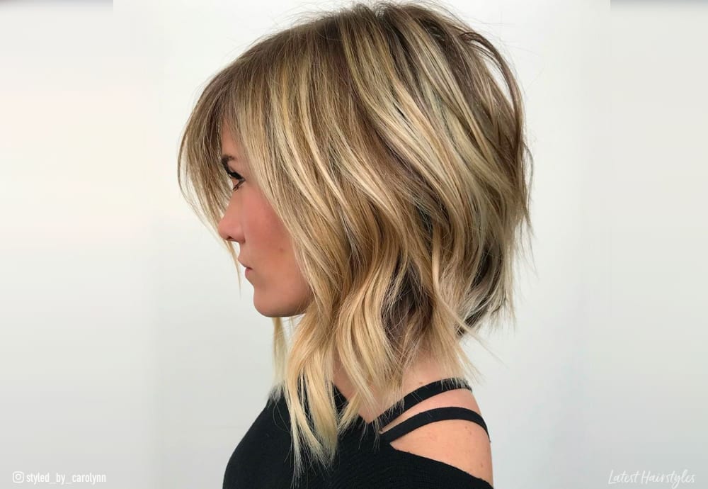 Image of A-line blunt bob medium length hair