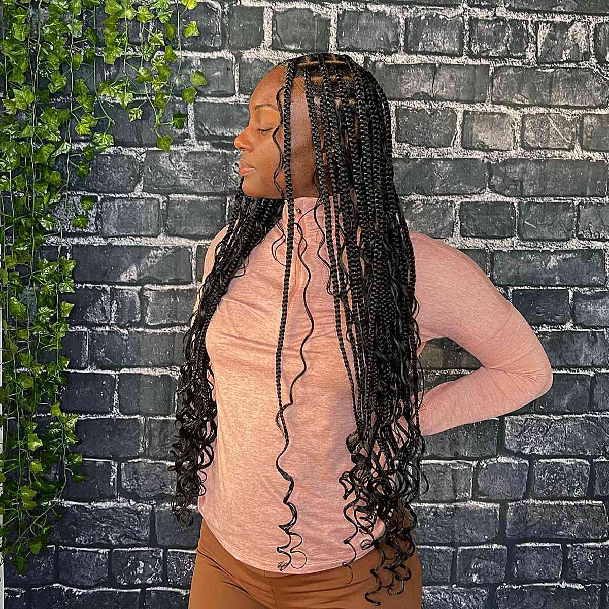 Long and Large Goddess Braids without Knots for Black Ladies