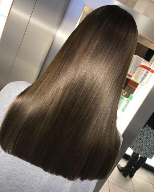 Straight Cappuccino Brown Hair with Subtle Blonde Highlights