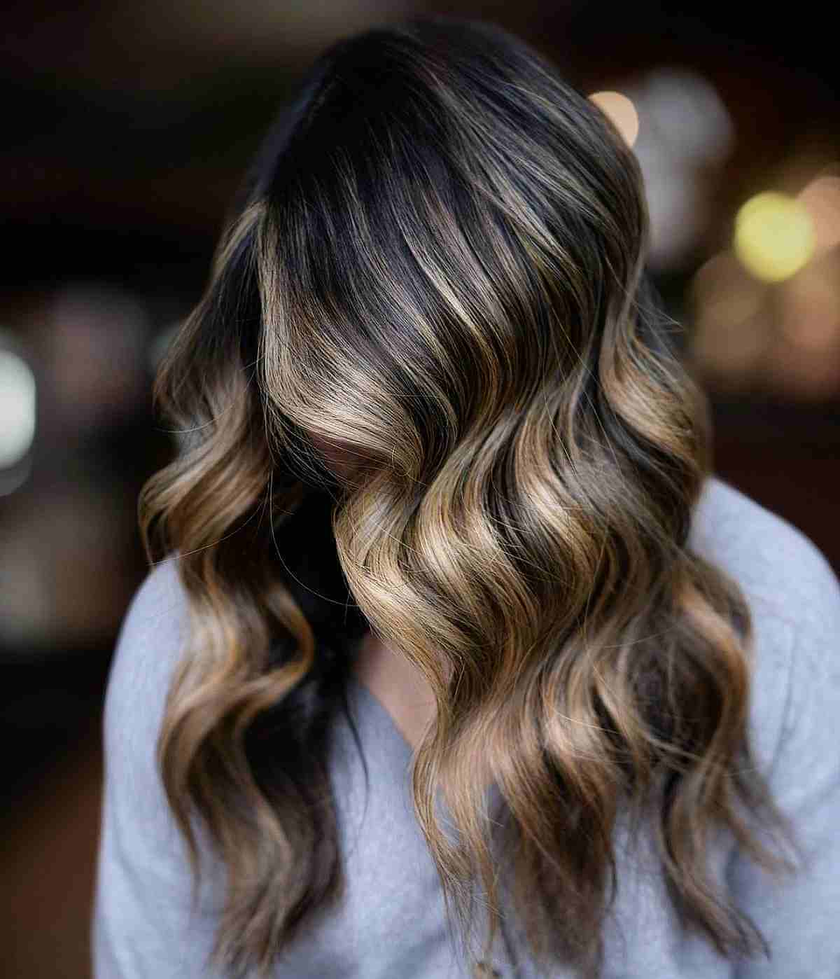 Stunning Long Black Hair With Blonde Highlights