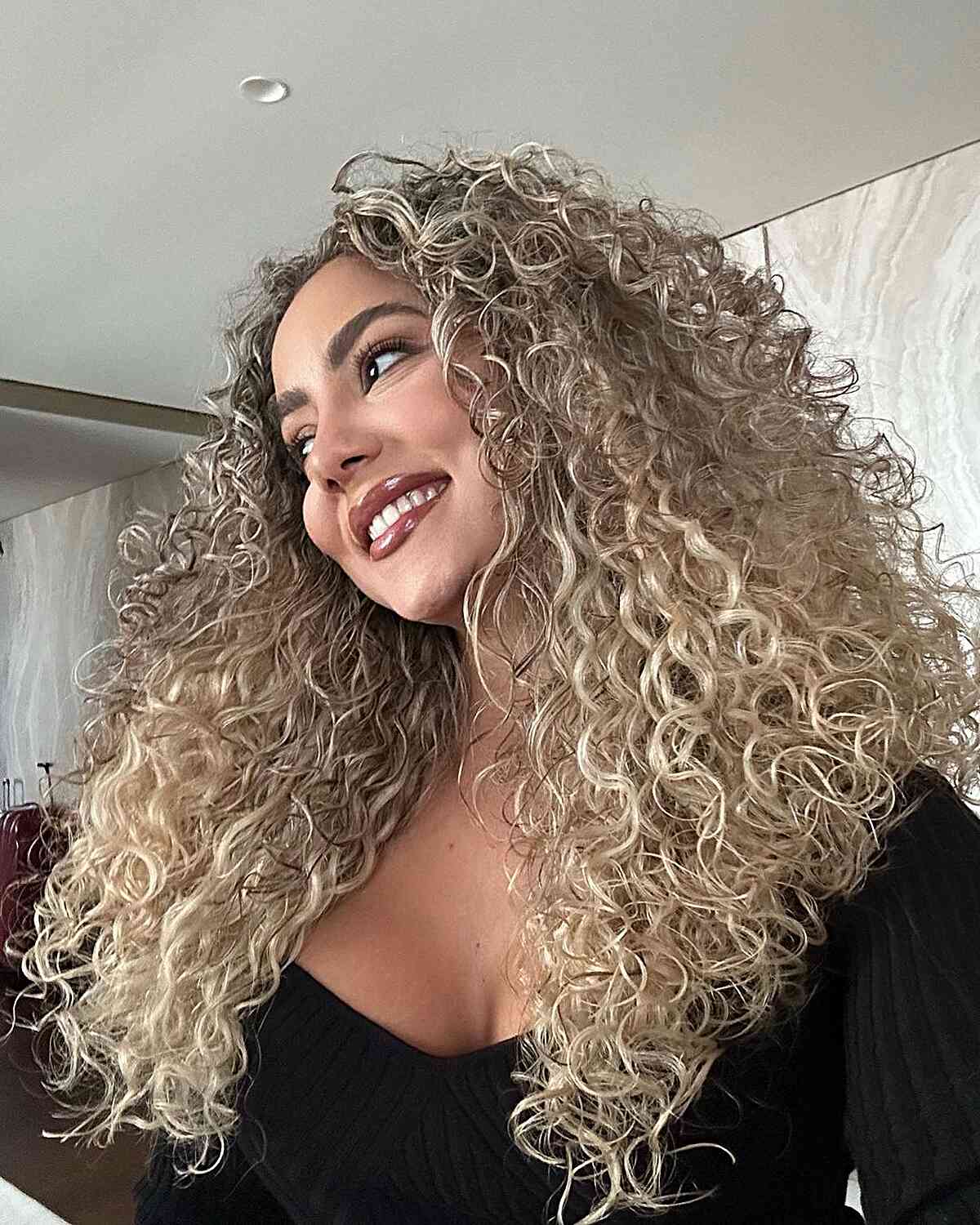 Long Blonde Curly Layers for Cowgirls