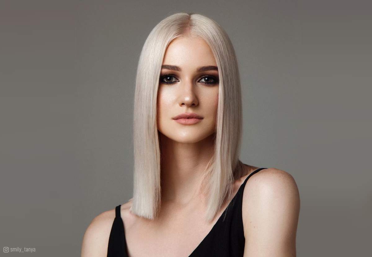 Image of Blunt lob haircut for ladies