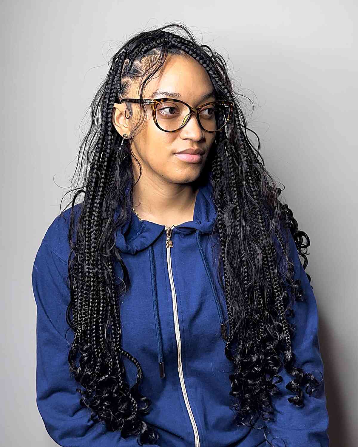 Super Long Knotless Boho Braids with Curls and Soft Waves