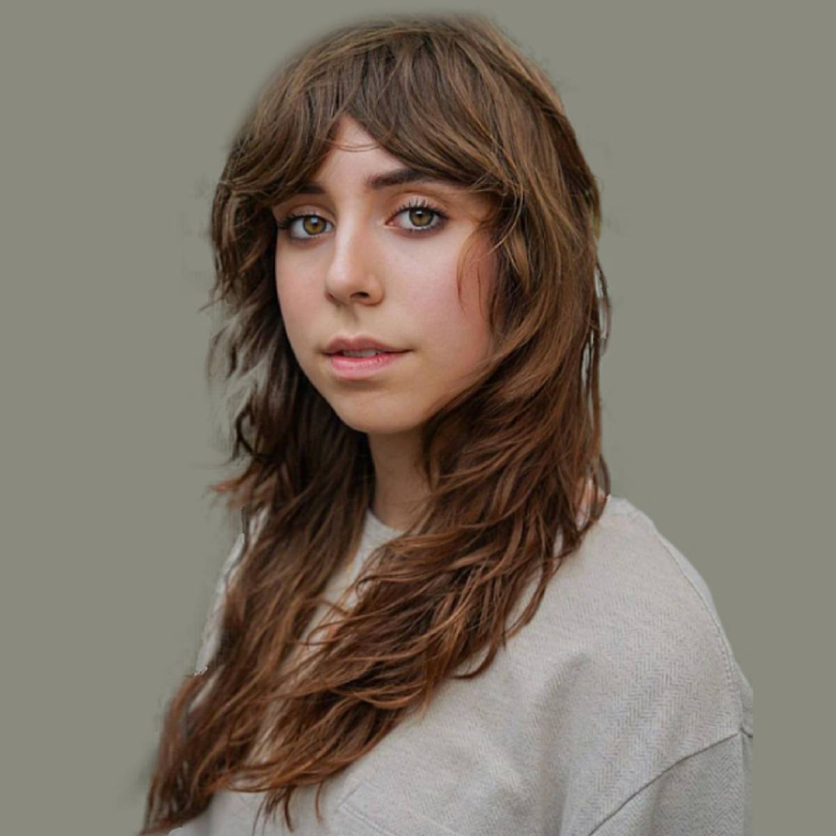 Image of Shaggy middle part haircut with textured layers
