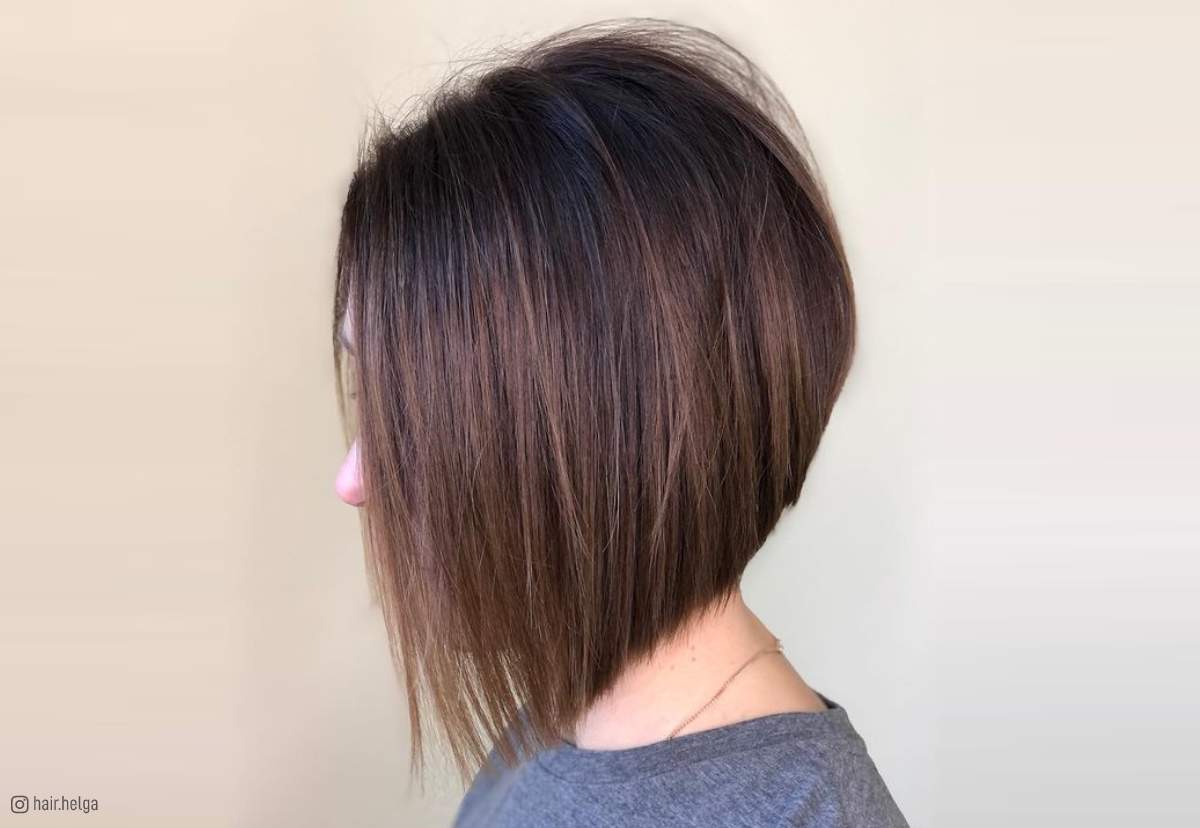 Image of Stacked bob short in front long in back hairstyle