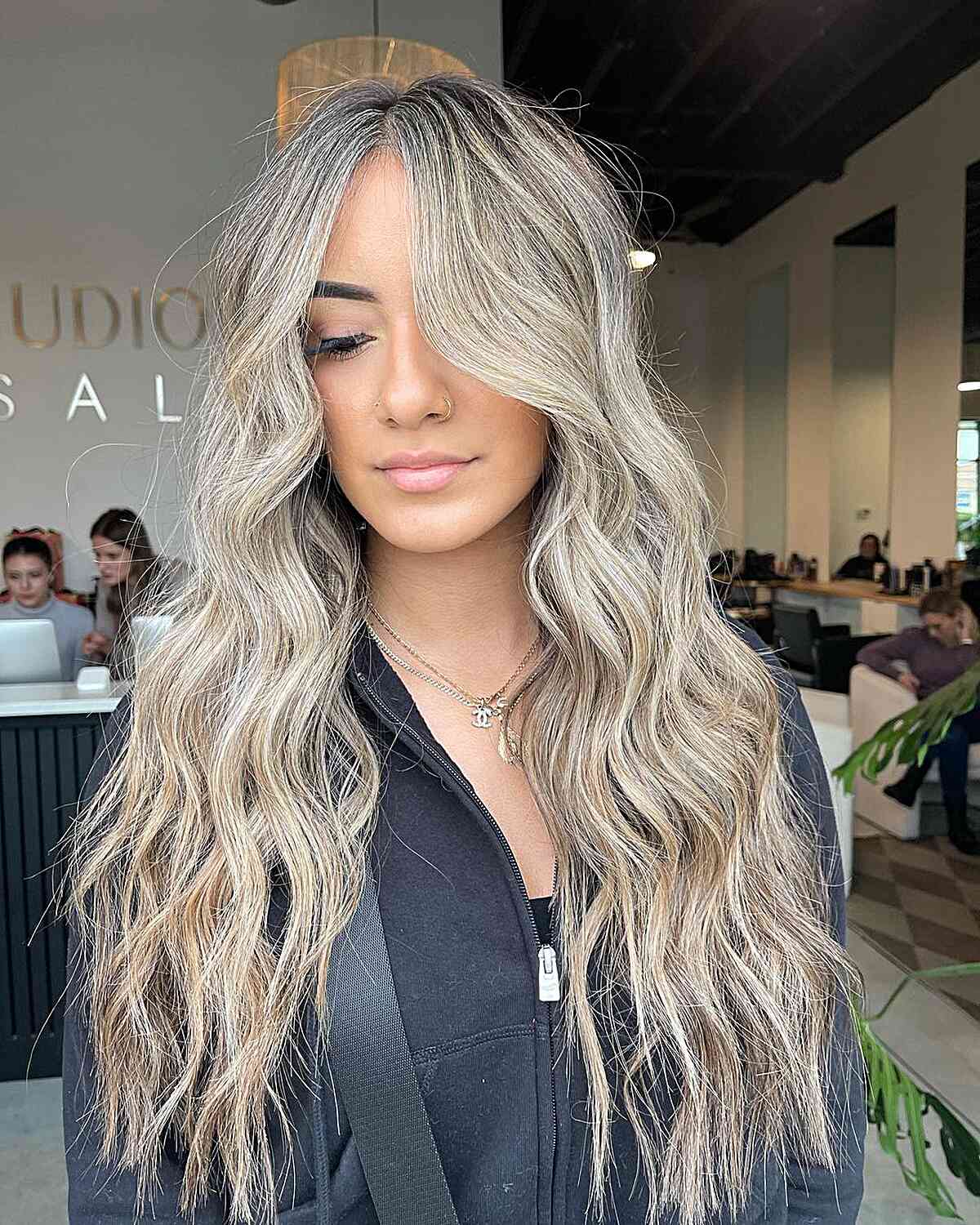 Longer Beach Blonde Waves with Choppy Ends