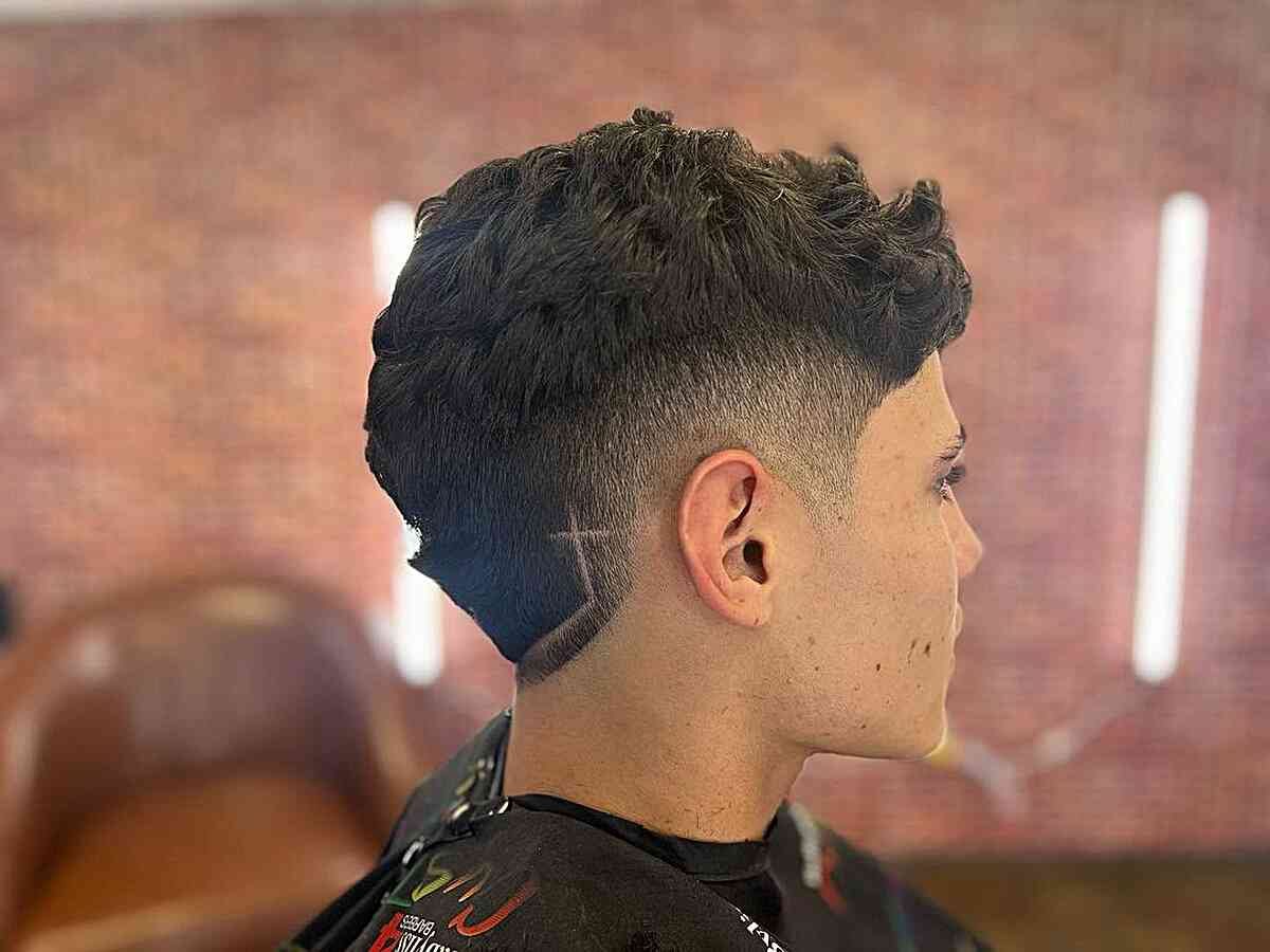 Low Burst Faded Cut with Hair Design for Young Men