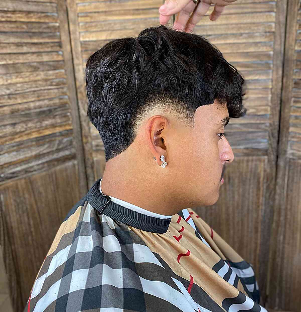 Low Burst Faded Thick Hair with Long Bangs for Young Men