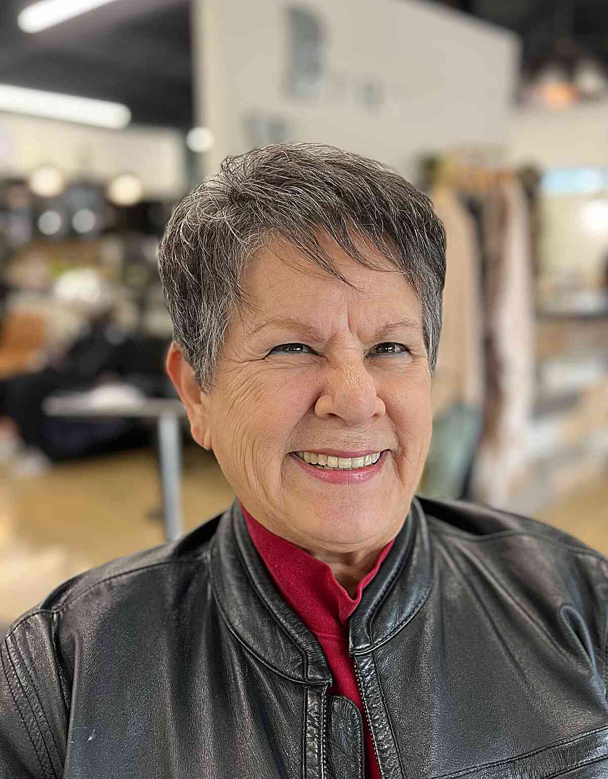 Low-Maintenance Pixie with Mini Bangs for Seniors Over 60