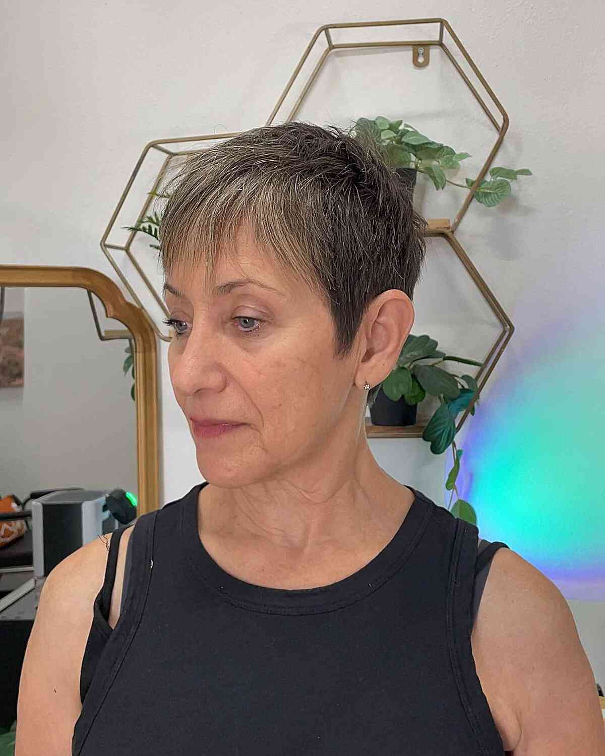 Low-Maintenance Tapered 90s Pixie with Wispy Bangs